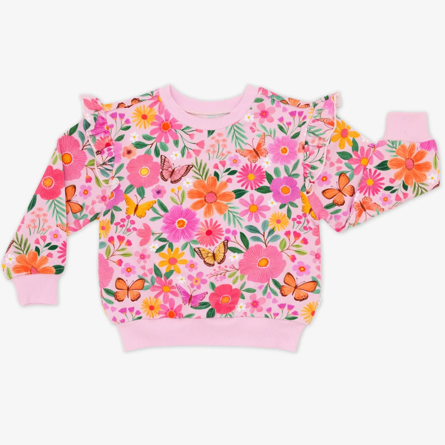 Sweaters & Hoodies|Sweaters & Hoodies<Little Sleepies Flutter Crewneck Butterfly Blooms