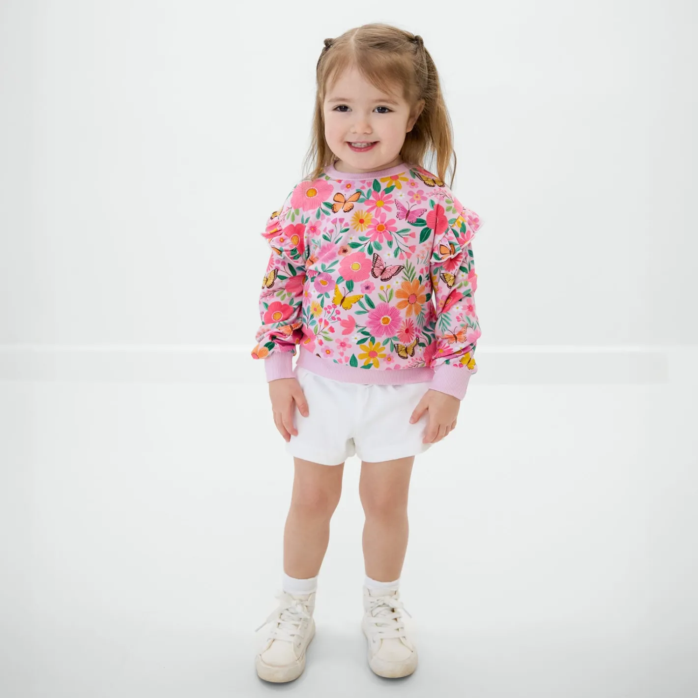 Sweaters & Hoodies|Sweaters & Hoodies<Little Sleepies Flutter Crewneck Butterfly Blooms