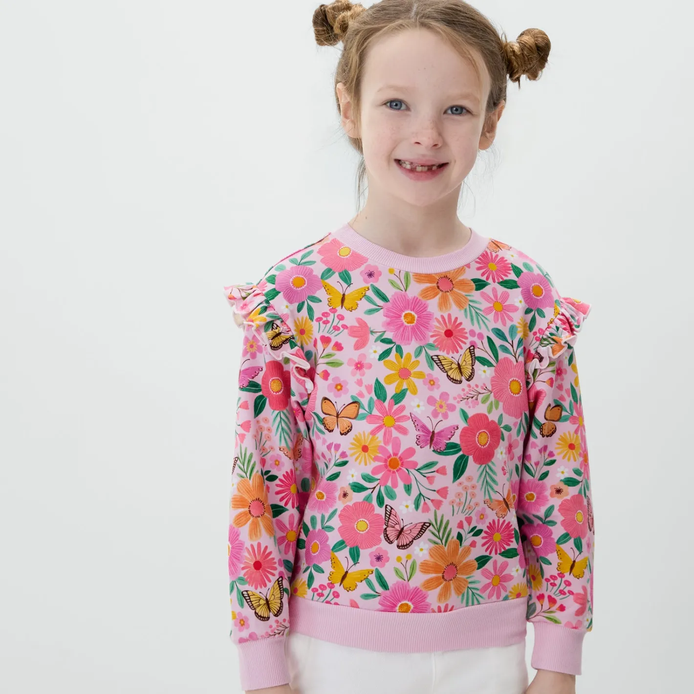 Sweaters & Hoodies|Sweaters & Hoodies<Little Sleepies Flutter Crewneck Butterfly Blooms