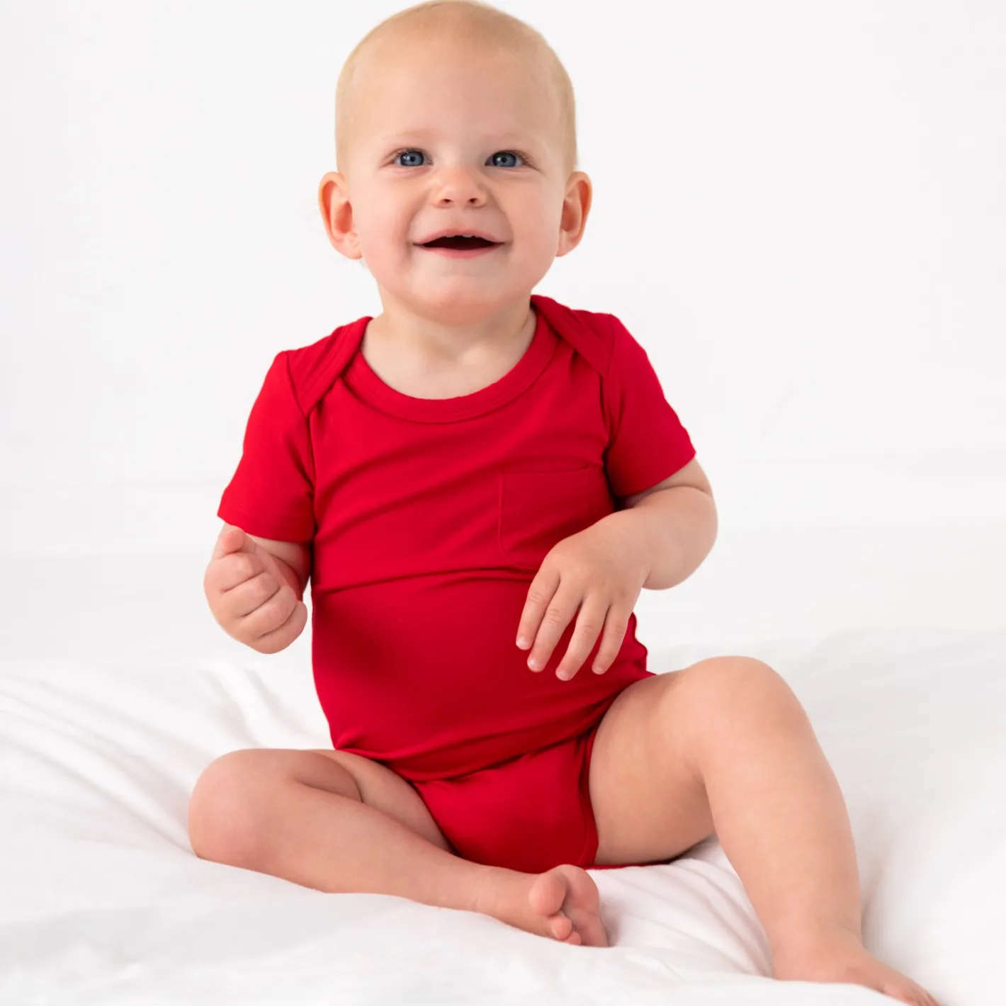 Bamboo Baby Clothes|Bodysuits<Little Sleepies Pocket Bodysuit Candy Red