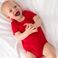 Bamboo Baby Clothes|Bodysuits<Little Sleepies Pocket Bodysuit Candy Red