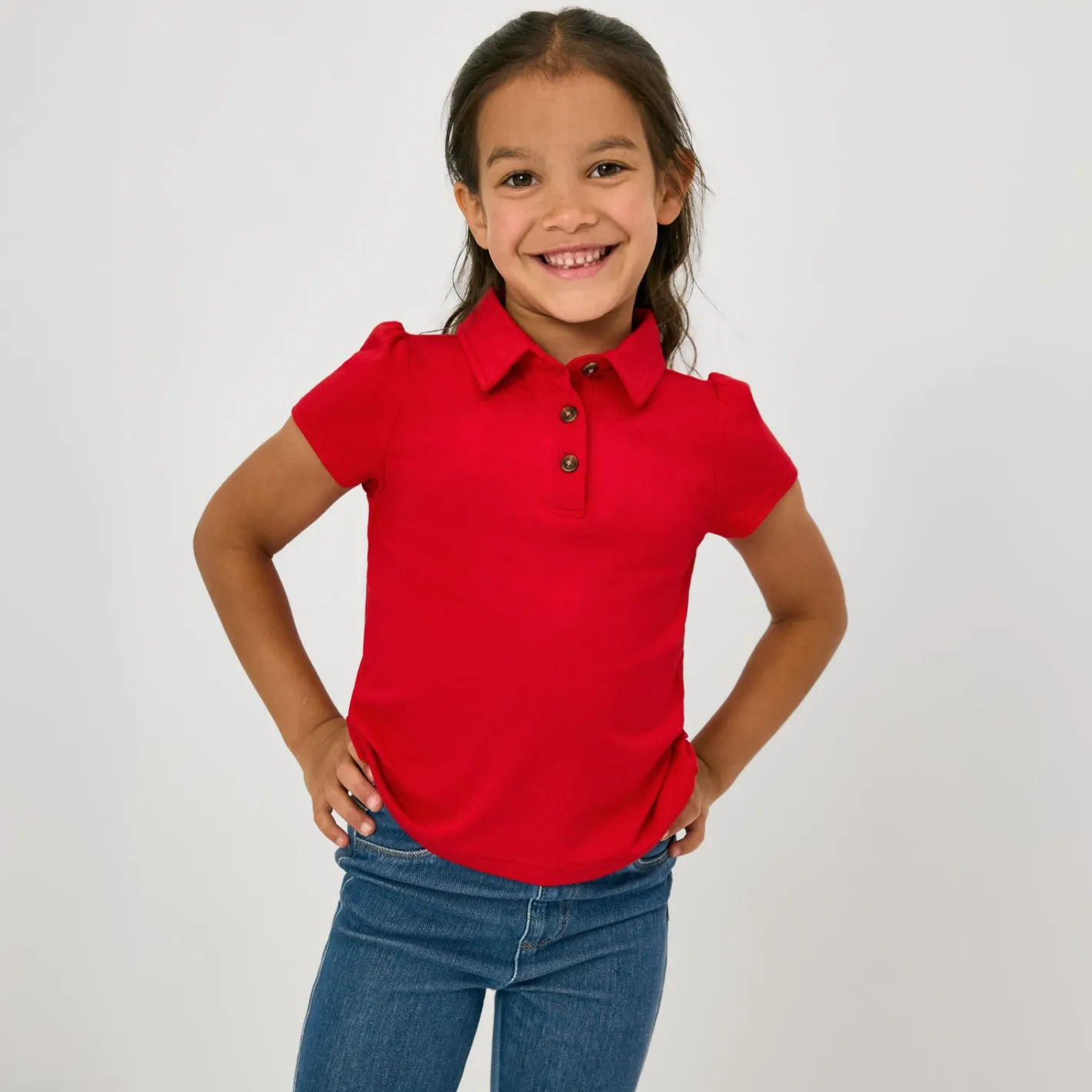 Tops & Tees|Tops & Tees<Little Sleepies Puff Sleeve Polo Candy Red