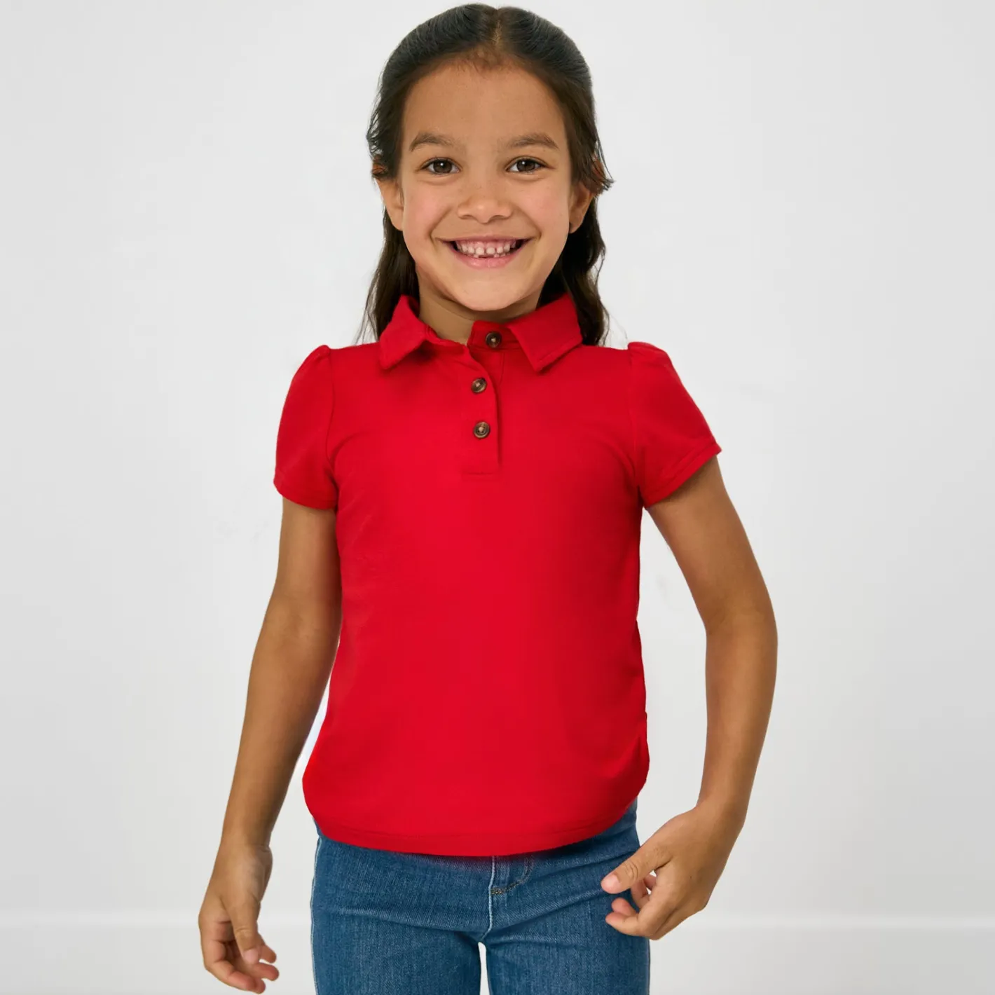 Tops & Tees|Tops & Tees<Little Sleepies Puff Sleeve Polo Candy Red
