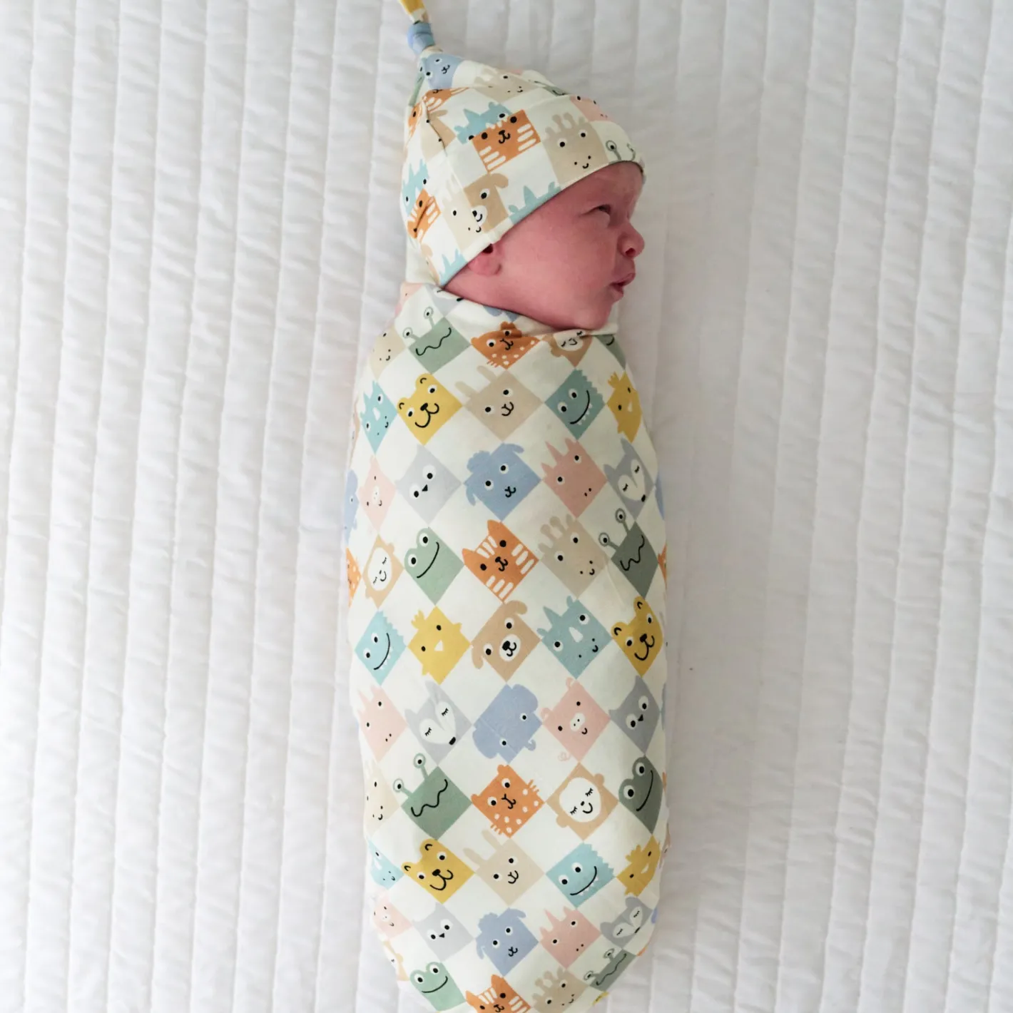 Layette|Swaddles<Little Sleepies Swaddle & Hat Set Check Mates