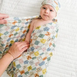 Layette|Swaddles<Little Sleepies Swaddle & Hat Set Check Mates