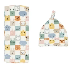 Layette|Swaddles<Little Sleepies Swaddle & Hat Set Check Mates
