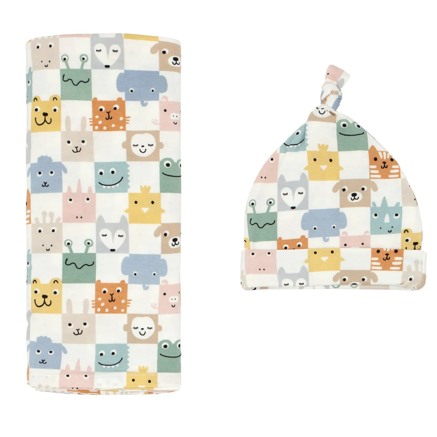 Layette|Swaddles<Little Sleepies Swaddle & Hat Set Check Mates
