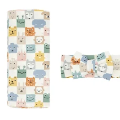 Layette|Swaddles<Little Sleepies Swaddle & Luxe Bow Headband Set Check Mates