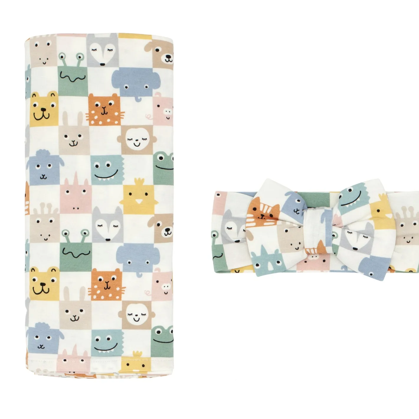 Layette|Swaddles<Little Sleepies Swaddle & Luxe Bow Headband Set Check Mates