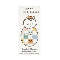 Layette|Swaddles<Little Sleepies Swaddle & Luxe Bow Headband Set Check Mates