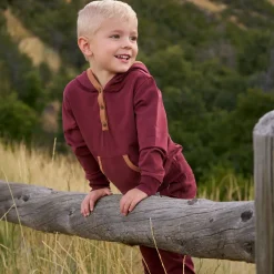 Tops & Tees|Tops & Tees<Little Sleepies Henley Hoodie Classic Burgundy