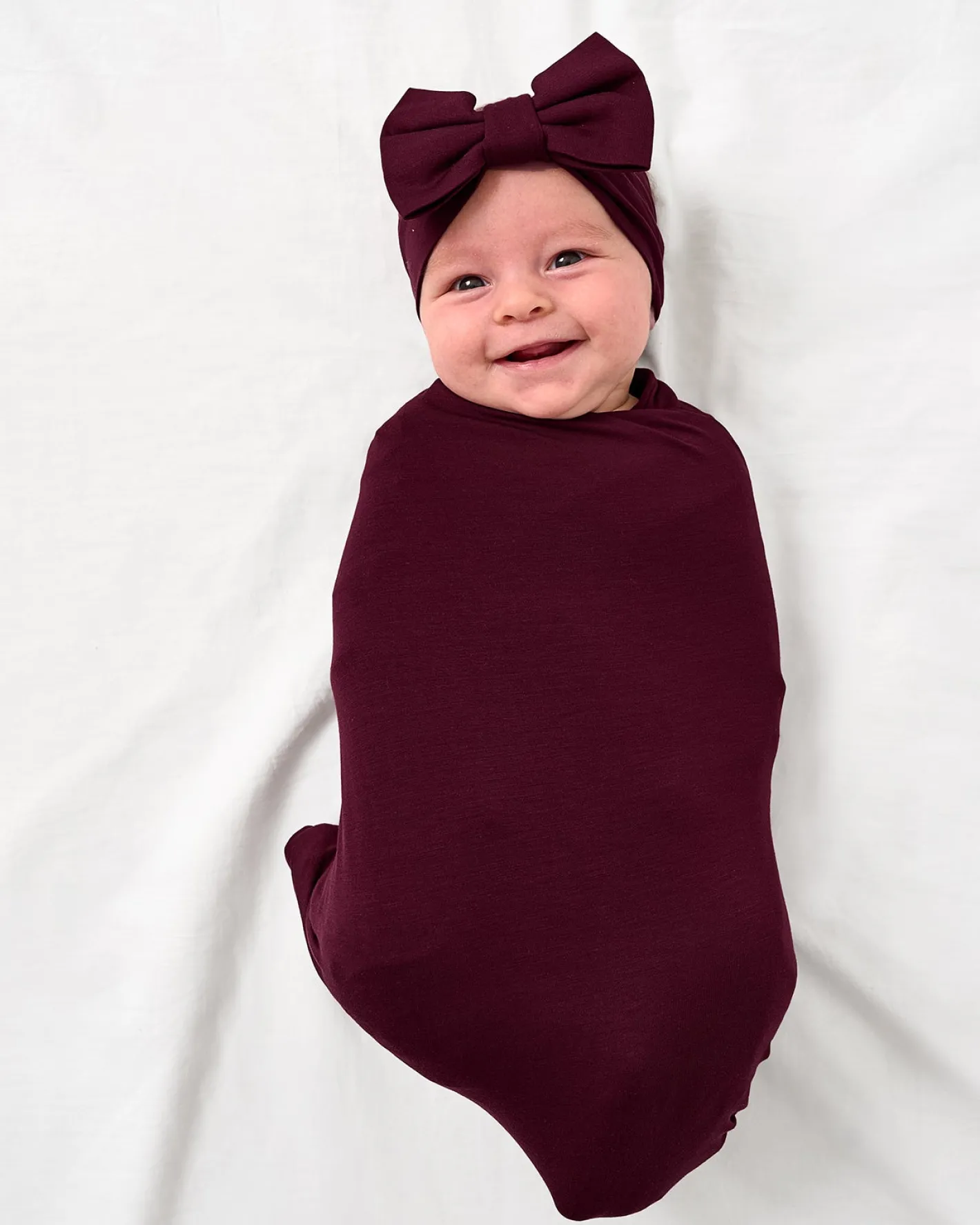 Layette|Swaddles<Little Sleepies Swaddle & Luxe Bow Headband Set Classic Burgundy