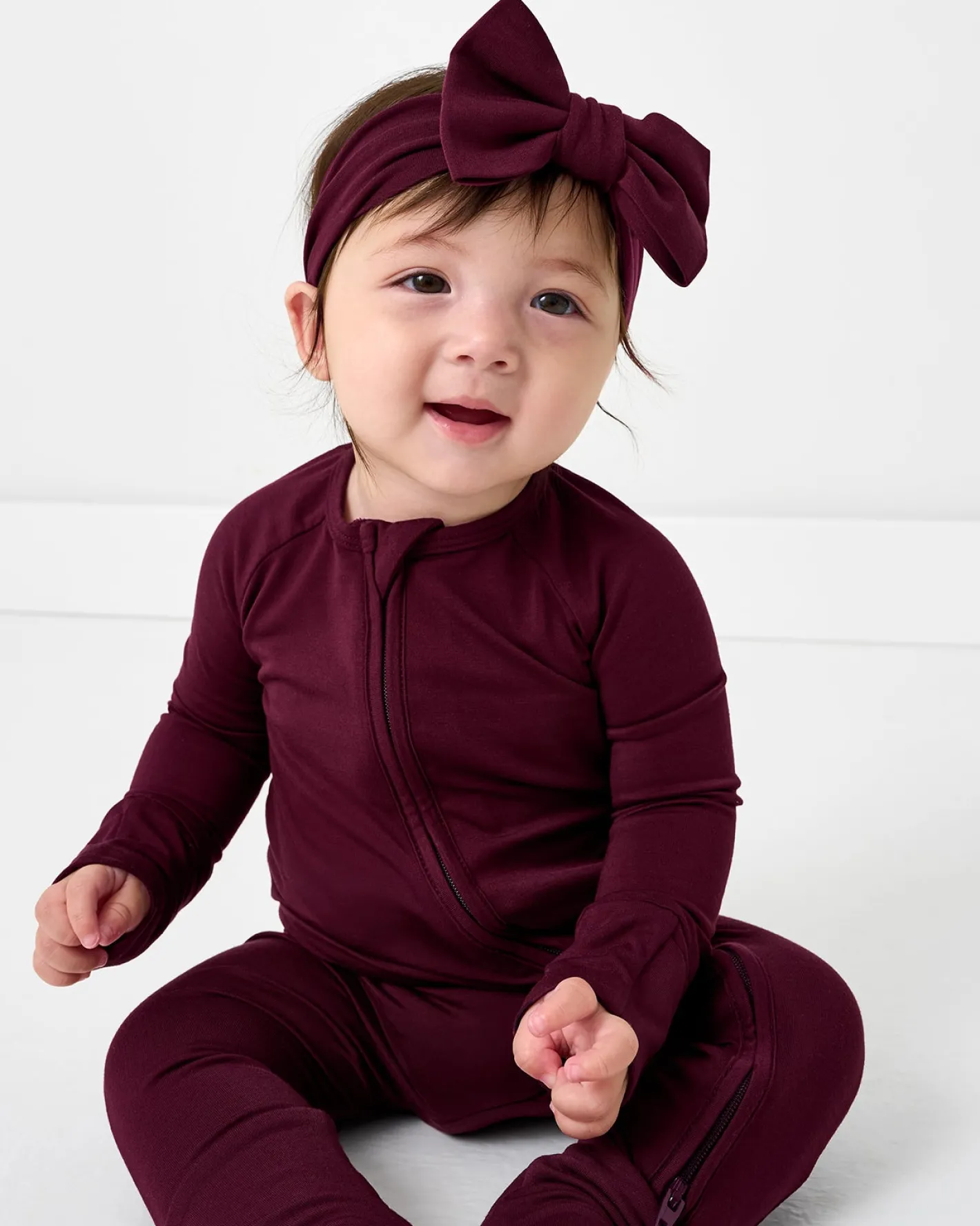 Hats & Headbands<Little Sleepies Luxe Bow Headband Classic Burgundy