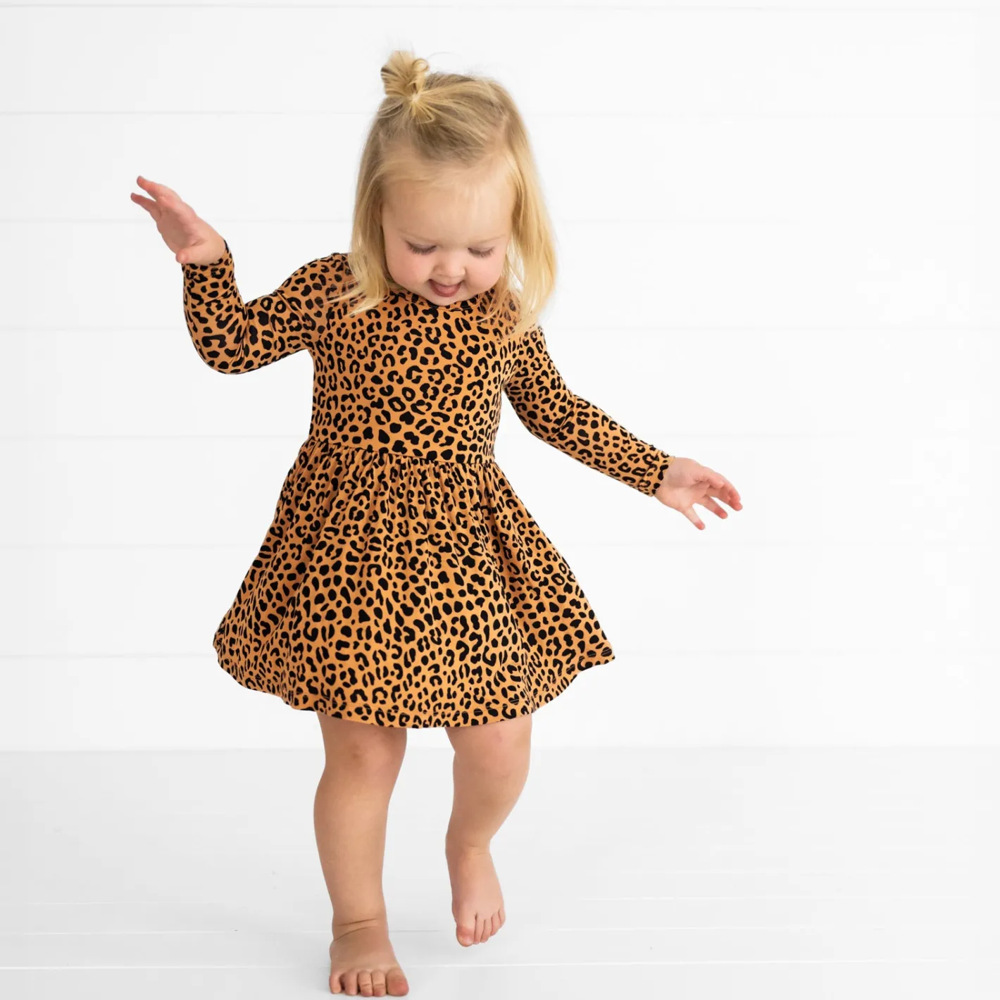 Bodysuits|Dresses<Little Sleepies Twirl Dress with Bodysuit Classic Leopard