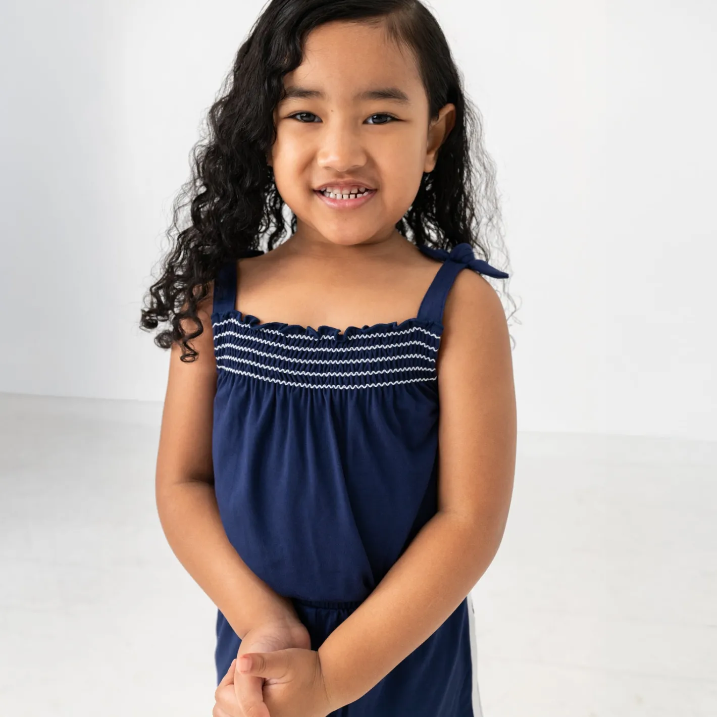 Bamboo Baby Clothes|Rompers<Little Sleepies Smocked Romper Classic Navy