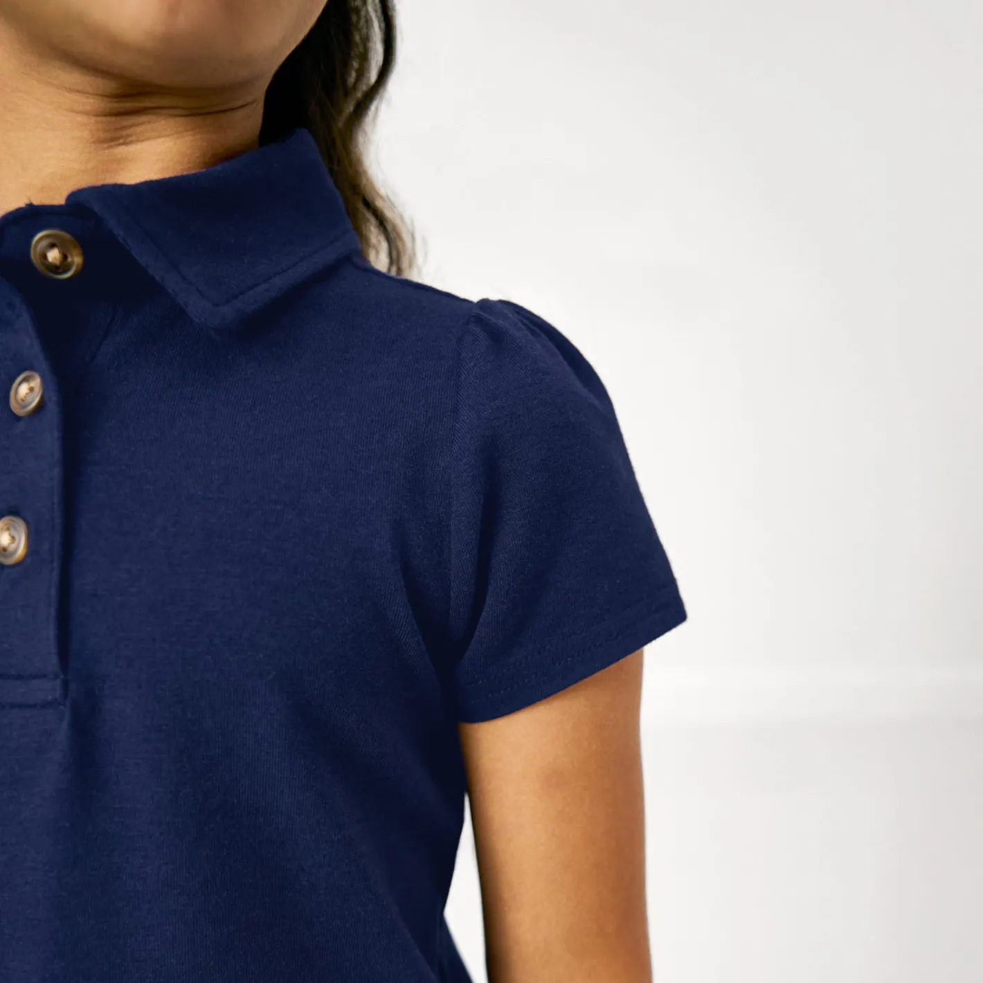 Tops & Tees|Tops & Tees<Little Sleepies Puff Sleeve Polo Classic Navy