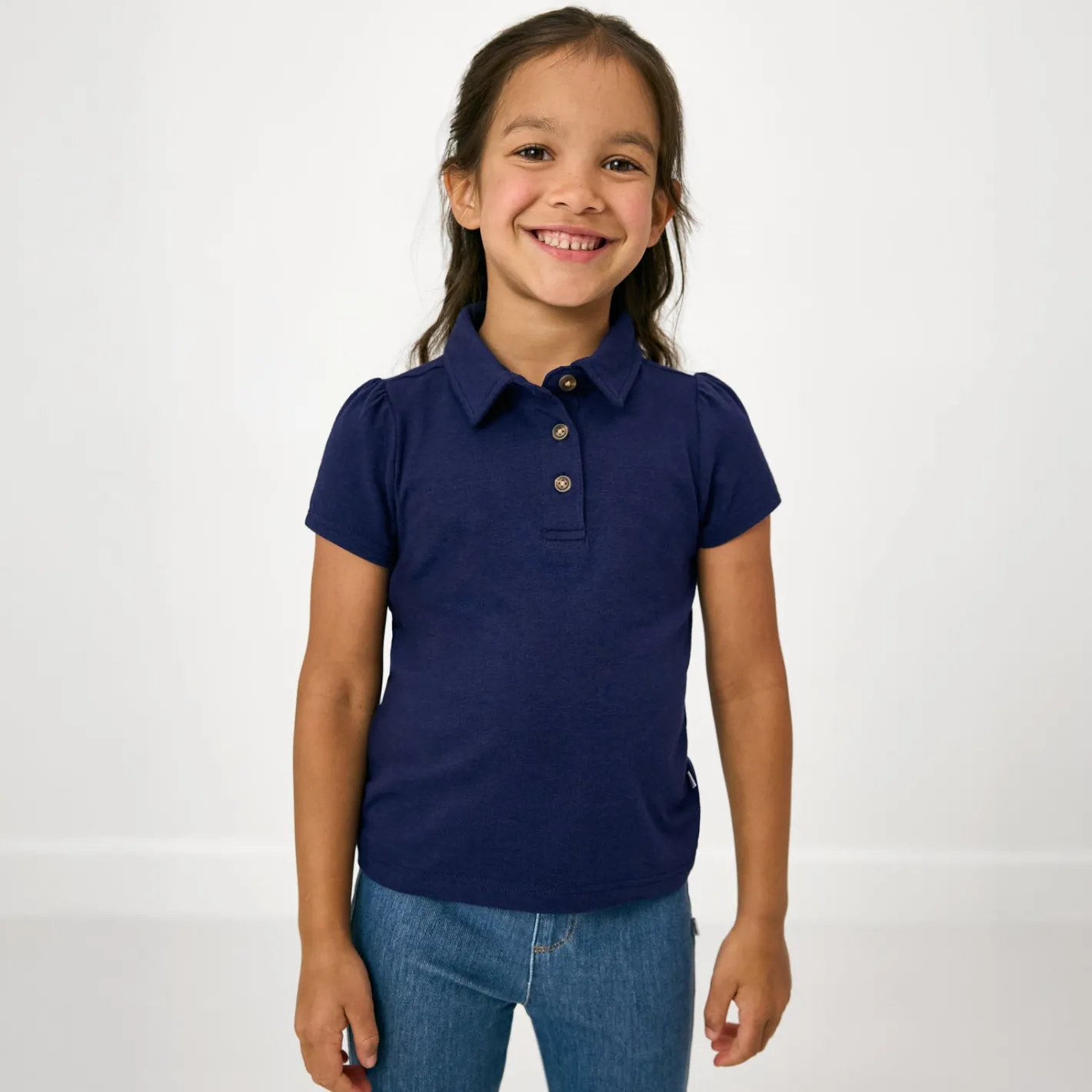 Tops & Tees|Tops & Tees<Little Sleepies Puff Sleeve Polo Classic Navy