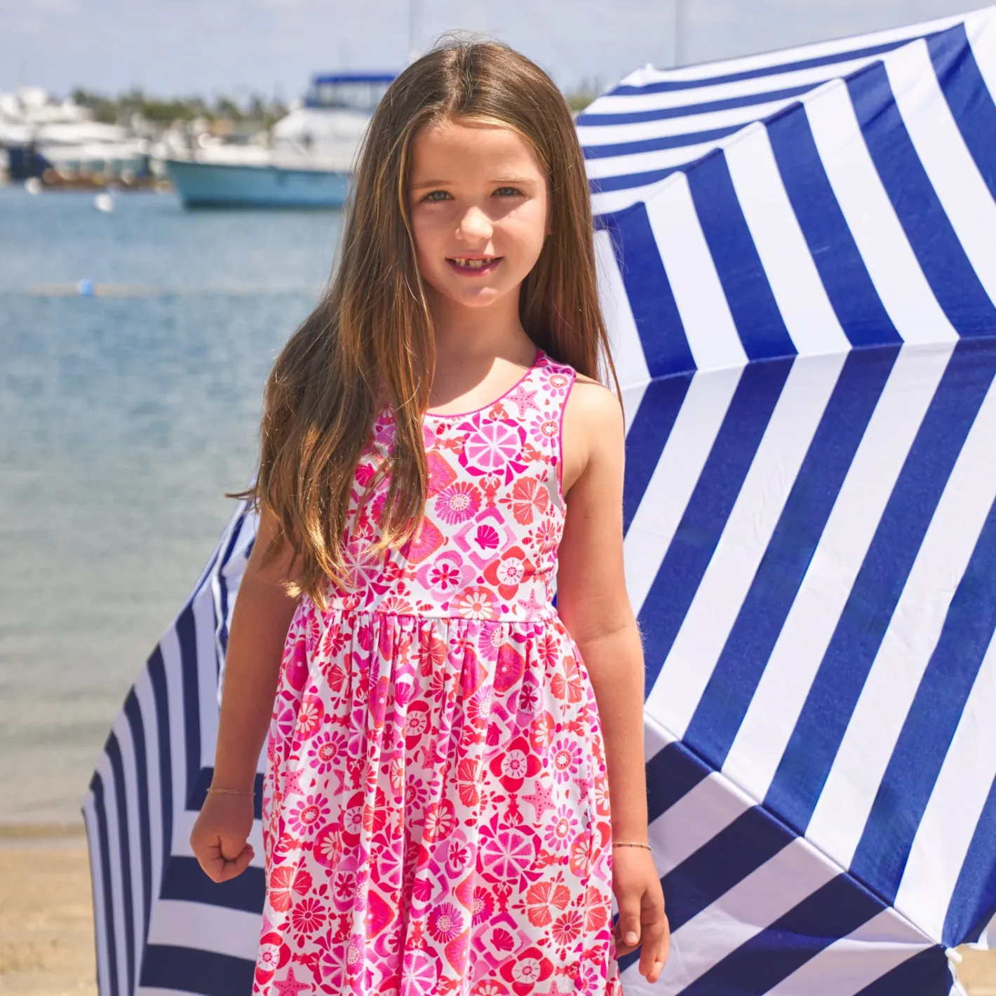 Dresses|Dresses<Little Sleepies Cross Back Skater Dress Coastal Gems