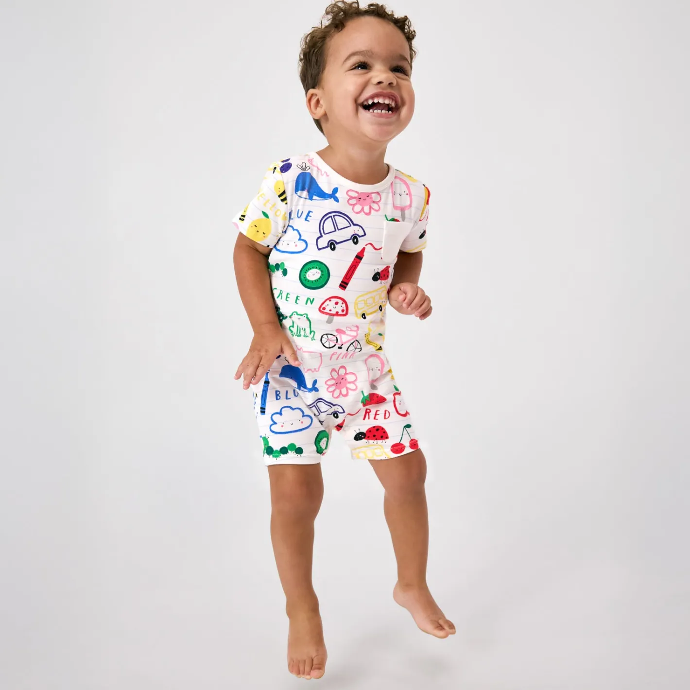 Bamboo Baby Clothes|Rompers<Little Sleepies Pocket Shorty Romper Coloring Crew