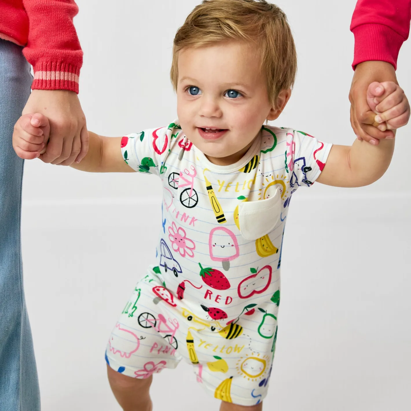 Bamboo Baby Clothes|Rompers<Little Sleepies Pocket Shorty Romper Coloring Crew