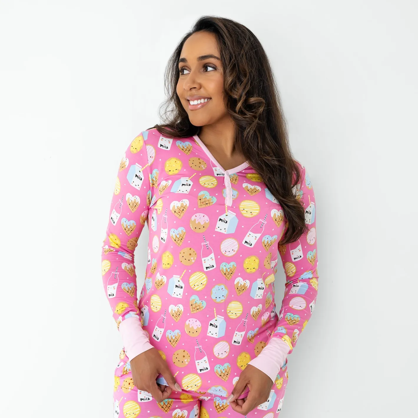 Mommy & Me|Mommy & Me<Little Sleepies Women's Pajama Top Cookies & Milk