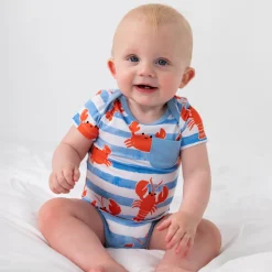Bamboo Baby Clothes|Bodysuits<Little Sleepies Pocket Bodysuit Crustacean Crew