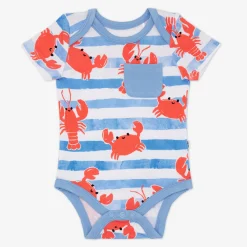 Bamboo Baby Clothes|Bodysuits<Little Sleepies Pocket Bodysuit Crustacean Crew