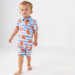 Rompers<Little Sleepies Polo Shorty Romper Crustacean Crew