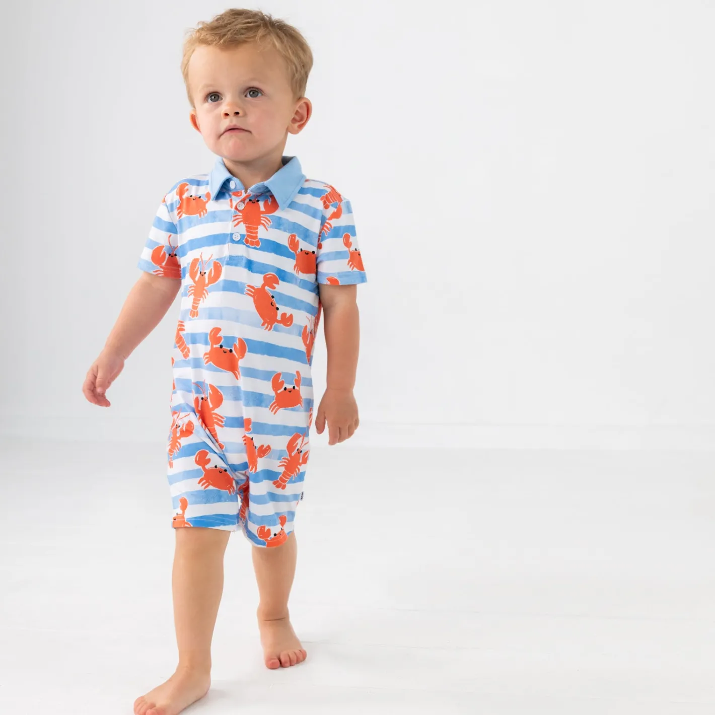Rompers<Little Sleepies Polo Shorty Romper Crustacean Crew