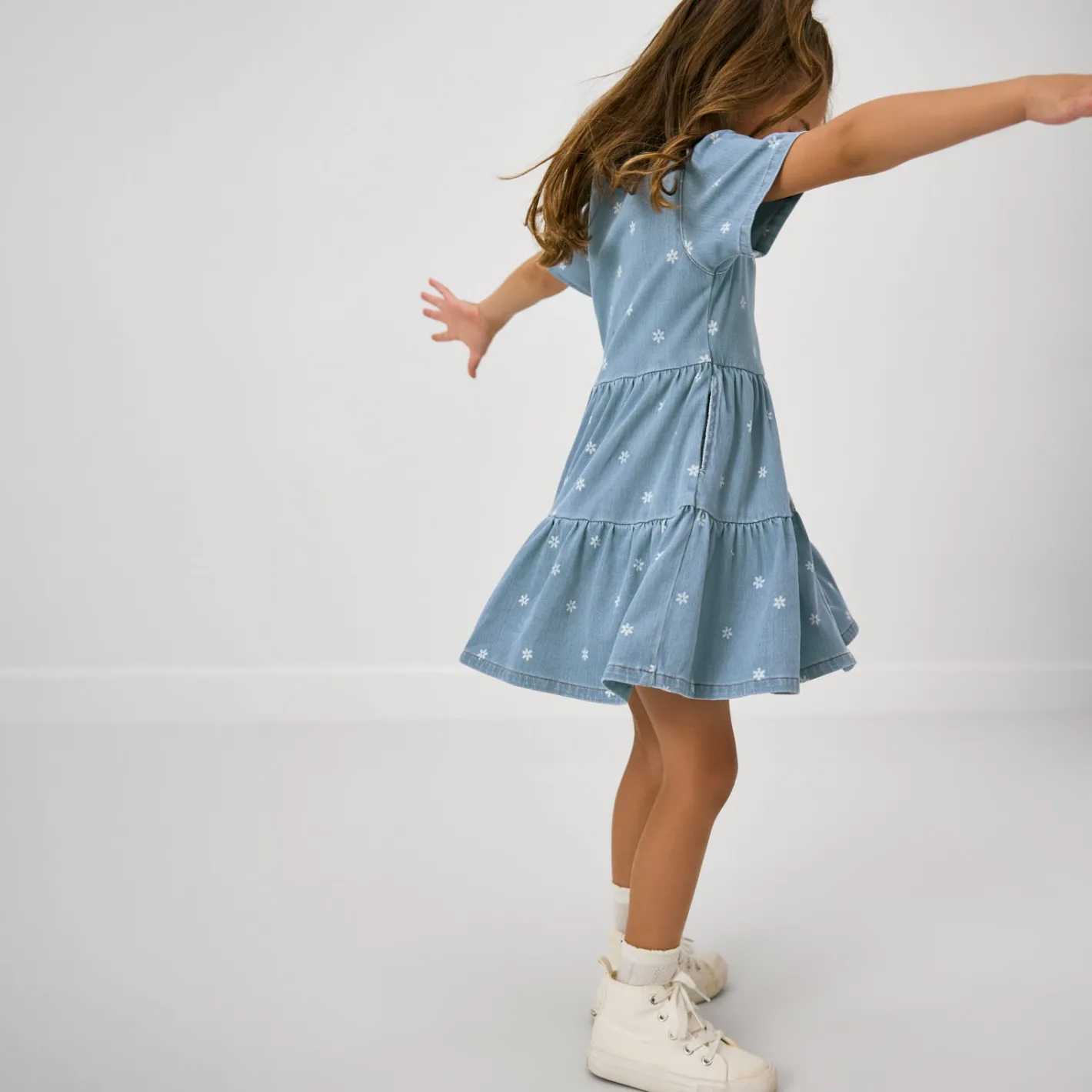 Bamboo Baby Clothes|Dresses<Little Sleepies Denim Button Down Dress Daisy