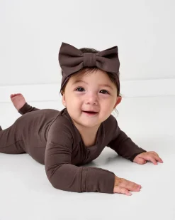 Hats & Headbands<Little Sleepies Luxe Bow Headband Dark Chocolate