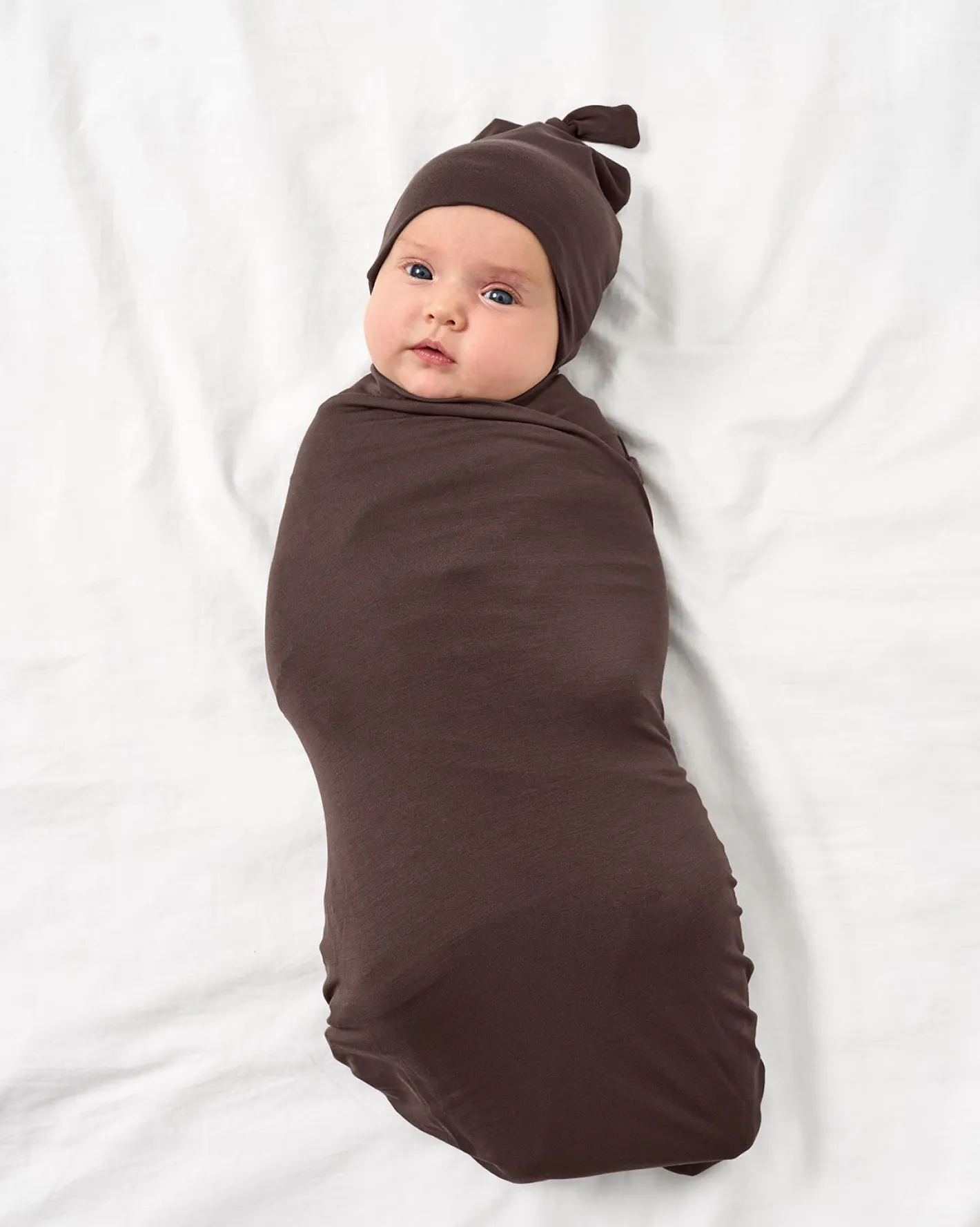 Layette|Swaddles<Little Sleepies Swaddle & Hat Set Dark Chocolate
