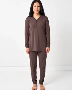 Mommy & Me|Mommy & Me<Little Sleepies Women's Pajama Top Dark Chocolate