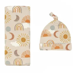 Layette|Swaddles<Little Sleepies Swaddle & Hat Set Desert Sunrise