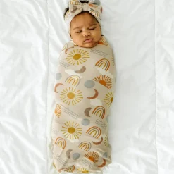 Layette|Swaddles<Little Sleepies Swaddle & Luxe Bow Headband Set Desert Sunrise