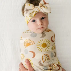 Layette|Swaddles<Little Sleepies Swaddle & Luxe Bow Headband Set Desert Sunrise