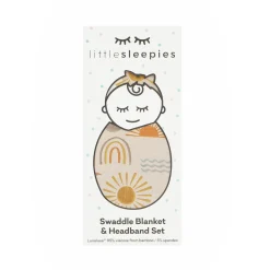 Layette|Swaddles<Little Sleepies Swaddle & Luxe Bow Headband Set Desert Sunrise