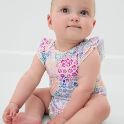 Bamboo Baby Clothes|Bodysuits<Little Sleepies Flutter Bodysuit Doodle Blooms