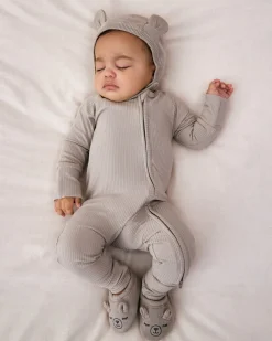 The Newborn Shop|The Newborn Shop<Little Sleepies Bear Booties Dove Gray