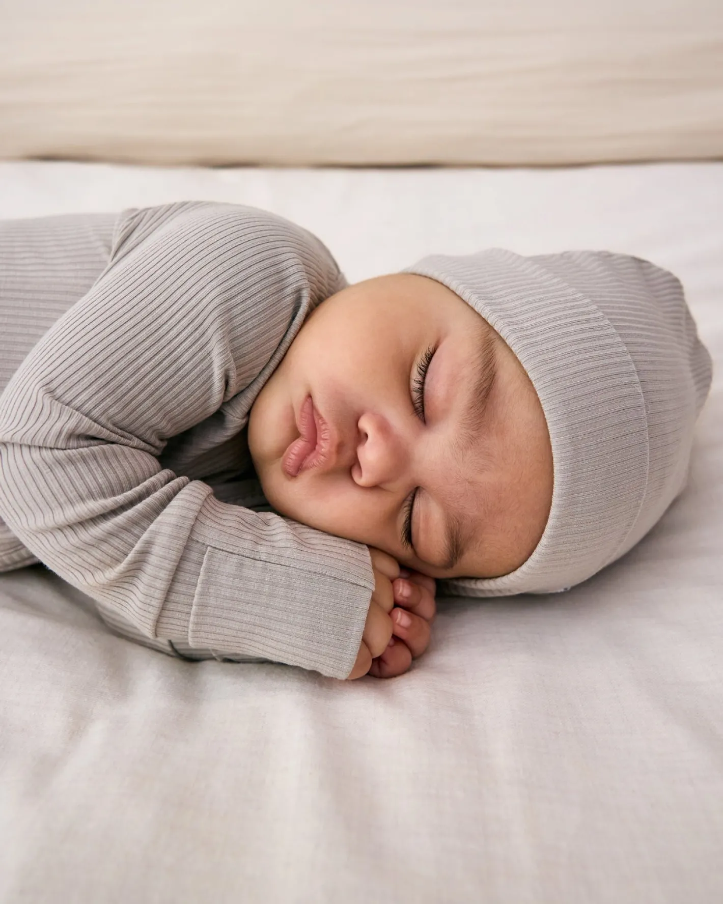 The Newborn Shop|The Newborn Shop<Little Sleepies Ribbed Infant Beanie Dove Gray