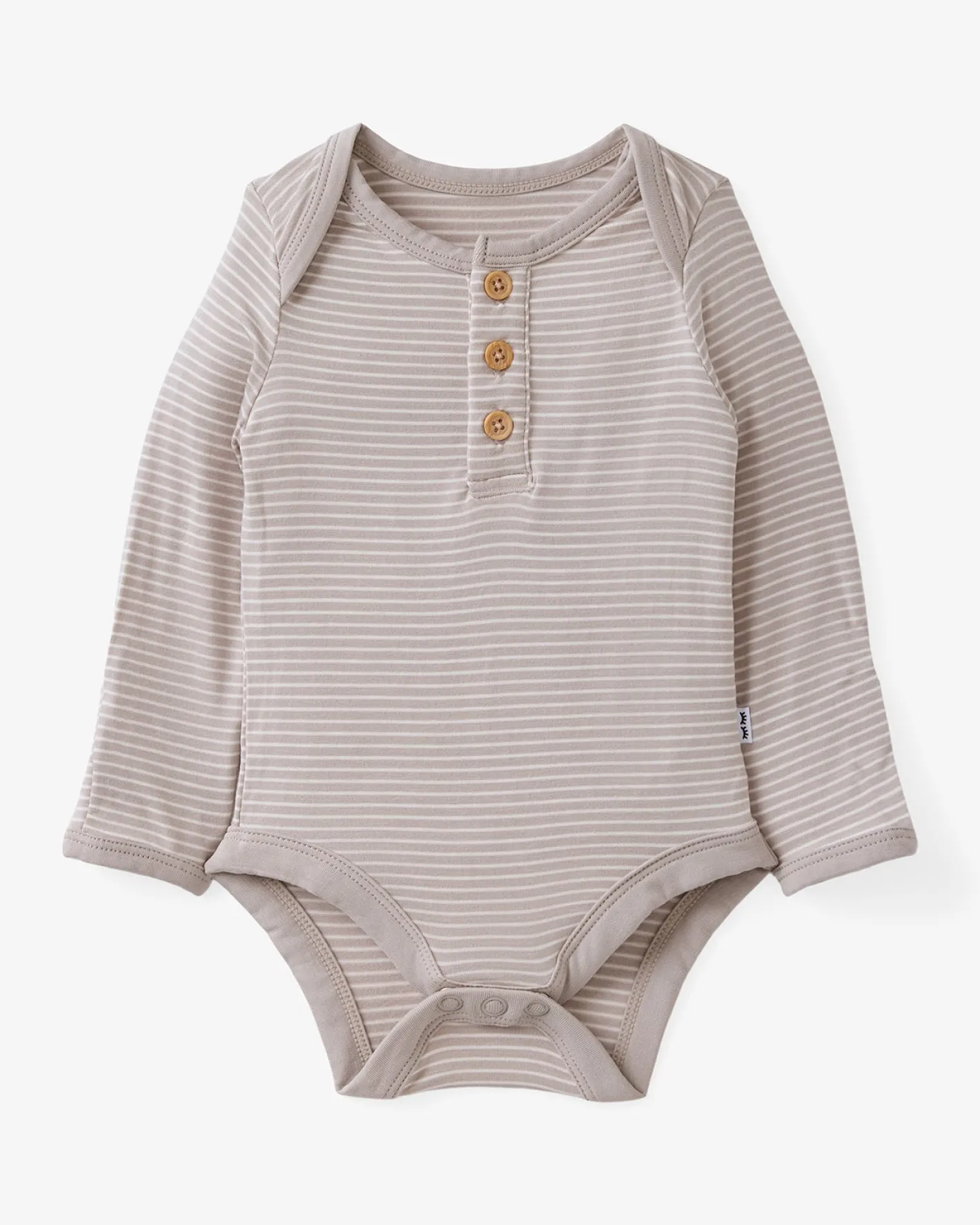 The Newborn Shop|The Newborn Shop<Little Sleepies Henley Bodysuit Dove Gray Stripe