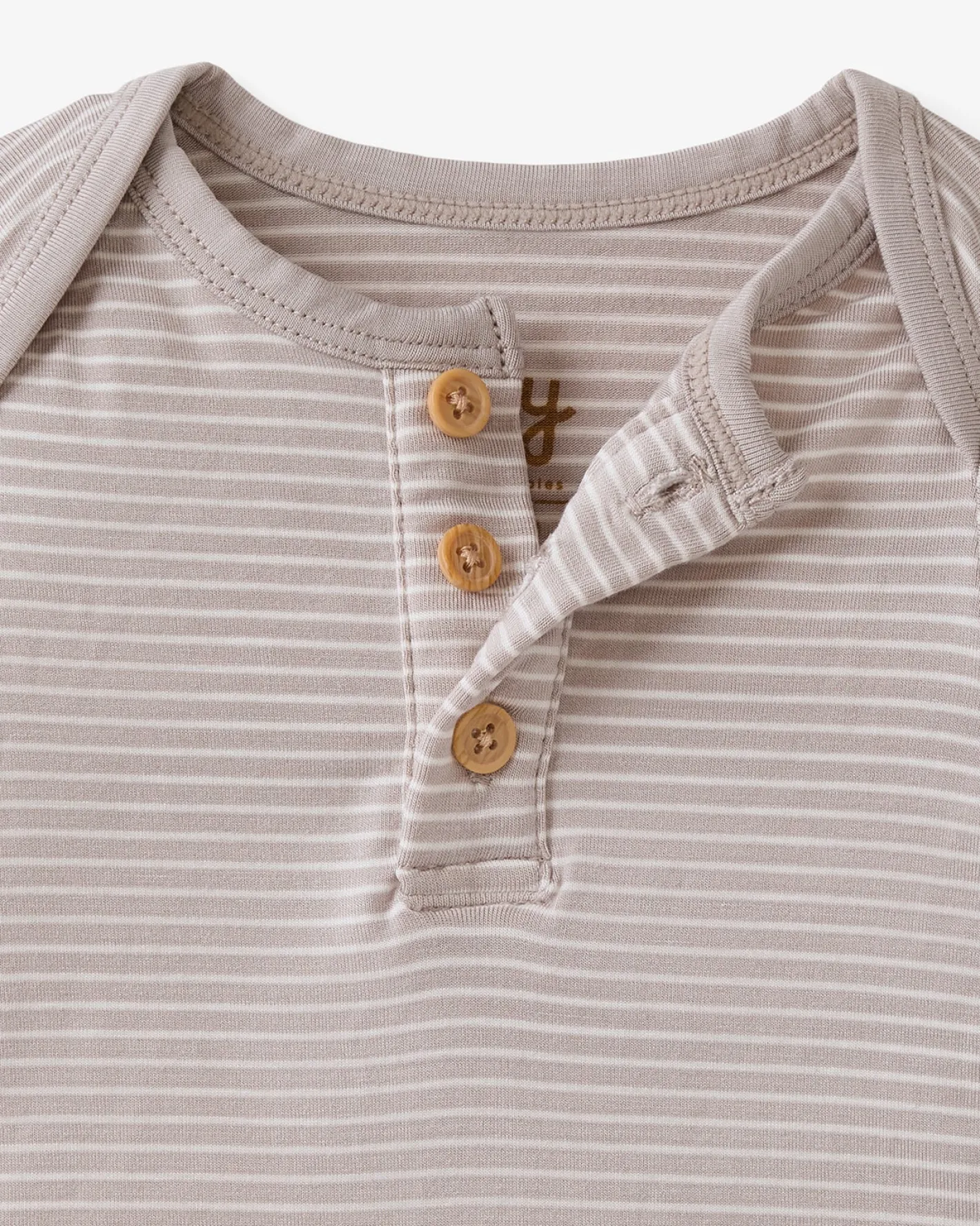 The Newborn Shop|The Newborn Shop<Little Sleepies Henley Bodysuit Dove Gray Stripe