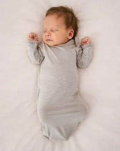 The Newborn Shop|The Newborn Shop<Little Sleepies Infant Gown Dove Gray Stripe