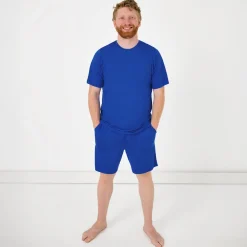 Daddy & Me|Full Family Matching<Little Sleepies Men's Short Sleeve Pajama Top Electric Blue