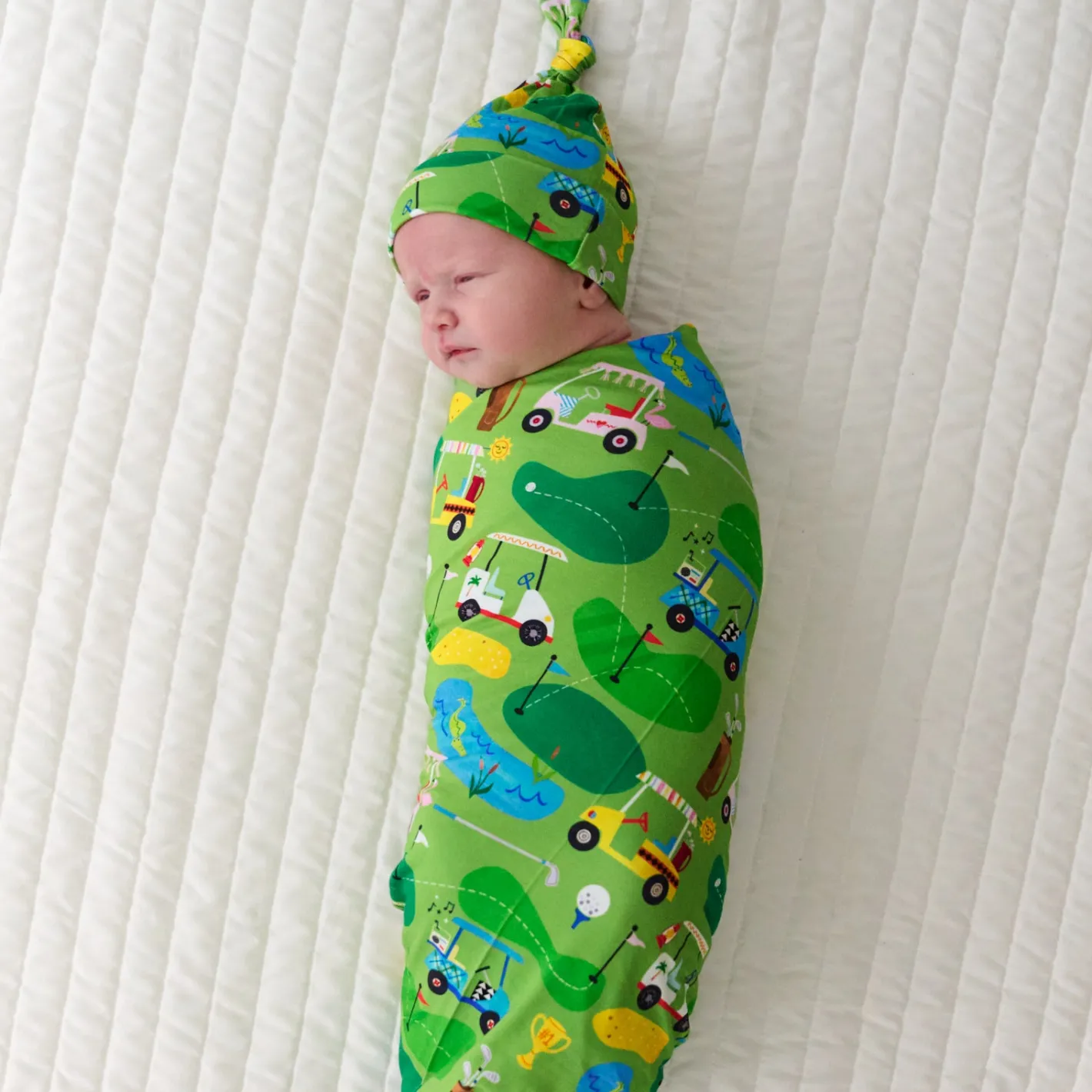 Layette|Swaddles<Little Sleepies Swaddle & Hat Set Fairway Fun