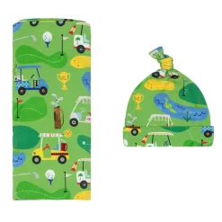 Layette|Swaddles<Little Sleepies Swaddle & Hat Set Fairway Fun