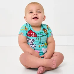 Bamboo Baby Clothes|Bodysuits<Little Sleepies Pocket Bodysuit Farm Fam