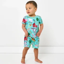 Bamboo Baby Clothes|Rompers<Little Sleepies Pocket Shorty Romper Farm Fam