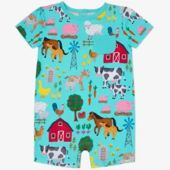 Bamboo Baby Clothes|Rompers<Little Sleepies Pocket Shorty Romper Farm Fam