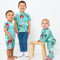Bamboo Baby Clothes|Rompers<Little Sleepies Pocket Shorty Romper Farm Fam